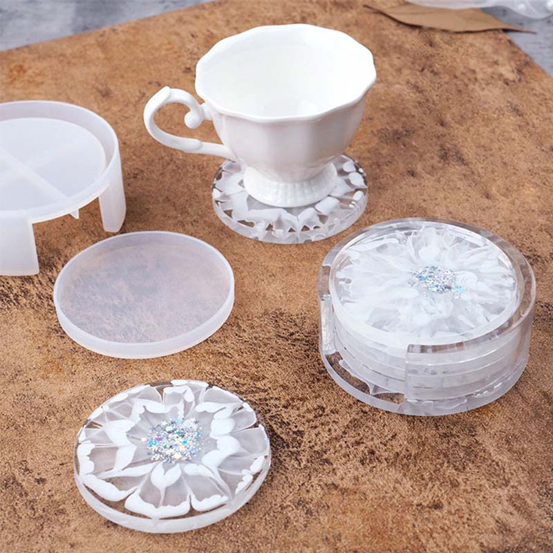 Coaster Resin Molds Round Container Silicone Mould Cups Mats-图2