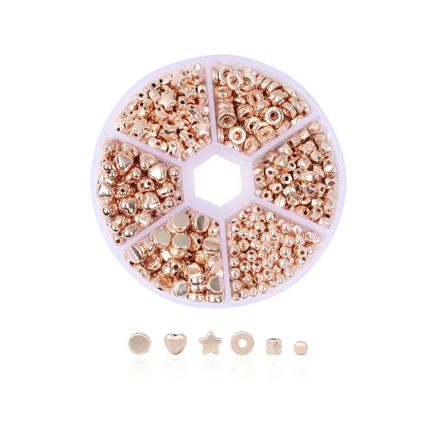 540pcs Gold Spacer Beads Set Assorted Round Star Gold Beads-图2