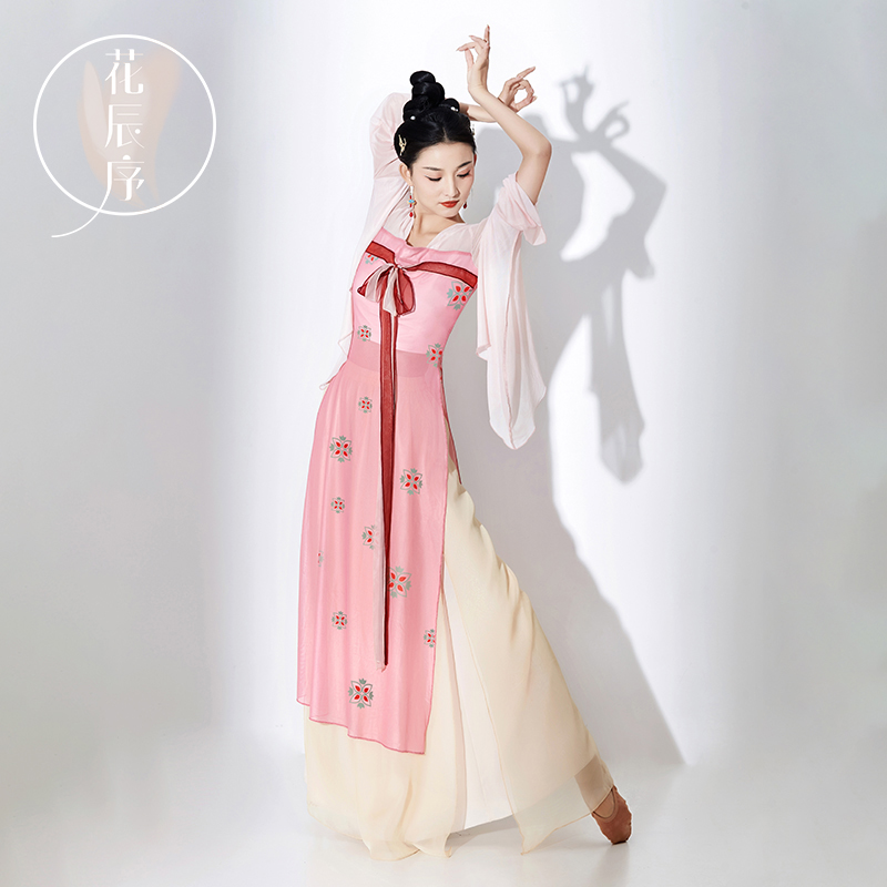 古典舞身韵仙气飘逸纱衣女舞蹈服套装中国舞演出服练功服装 - 图0