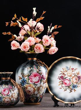 高档式陶瓷花瓶摆欧装式现代客厅件玄关电美视柜酒柜创意家居饰品