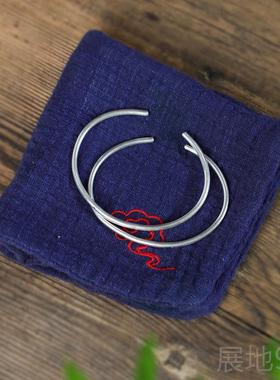 高档《君子慎银》文艺99纯细手镯篆文字中独式国潮小手镯喜竹小众