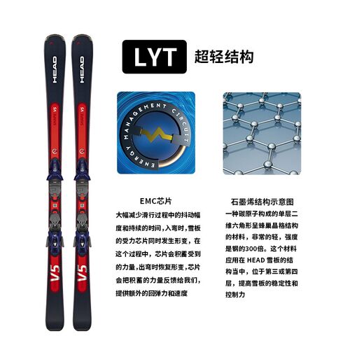 HEAD/海德 新款Shape e-V5 中级进阶EMC全能双板滑雪板 套装 - 图2