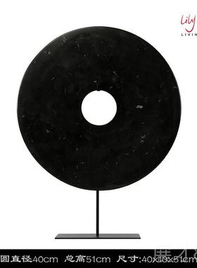 正品创意黑玉璧摆件店家居装饰客新中式电柜视现代简约酒样板房厅