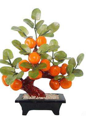 正品天然玉石小8桔子盘景3家居饰品摆件工艺创意家居礼物树装品饰