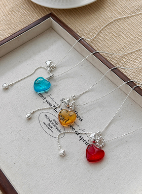2025新款韩国博主同款立体爱心项链长款个性抽拉锁骨链毛衣链配饰