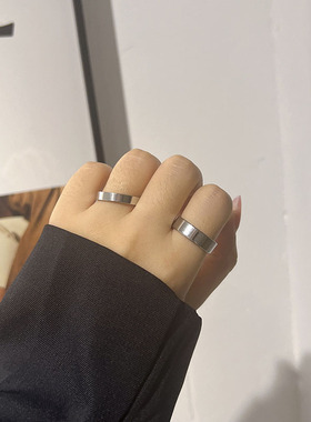 钛钢戒指定制刻字设计感银色情侣