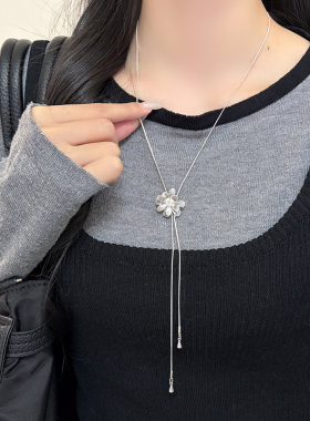 小众金属感花朵流苏长款锁骨链