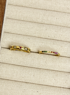 彩色锆石超细戒指女款高级感食指戒个性叠戴小众钛钢不掉色指环