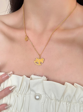 2025新马上有钱项链女金色锁骨链