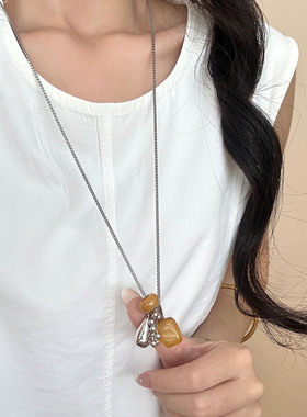 水滴吊坠天然石葡萄串项链