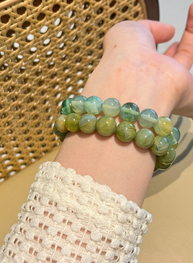 新中式绿色串珠手链女2024新款珠子手串轻奢小众古风闺蜜手饰品