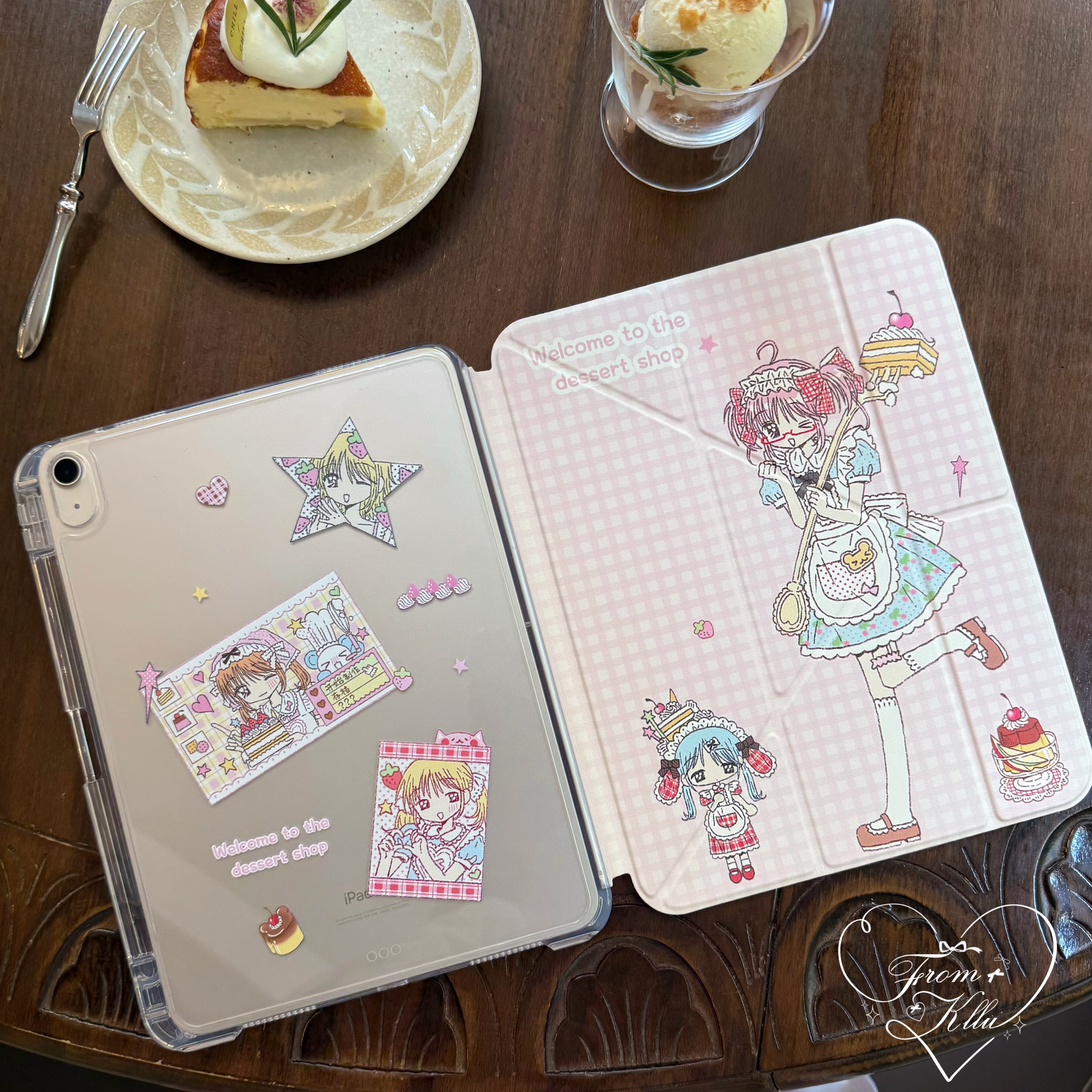 可露露原创昭和点心屋3+y折滑轨拆分款式ipad保护套带笔槽pu皮革亚克力防弯古早感适用于11代air4567 11英寸 - 图0