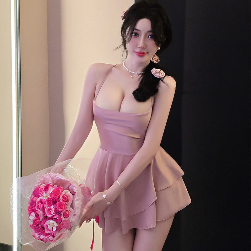 俏趣内衣吊带裙欧美性感绑带露背a字辣妹风超短裙纯欲缎面连衣裙,淘宝优惠券,粉丝福利购,淘宝优惠卷