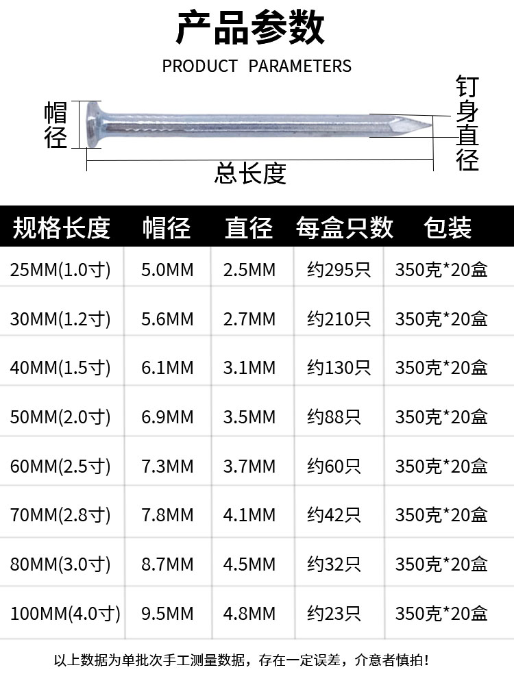 特种水泥钉青龙剑钢钉木工钉子水泥墙专用圆钉相框挂画钉墙钉镀锌 - 图2