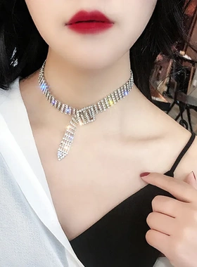 满钻饰品欧美日韩锁骨链颈带性感女choker脖子网红项圈女项链短款