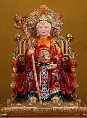 铜彩土地公土地婆神像家用供奉摆件福德正神土地爷爷奶奶一对树脂