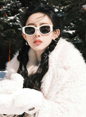 孟子义同款复古白色猫眼偏光墨镜女新款高级感圆脸显瘦防晒太阳镜