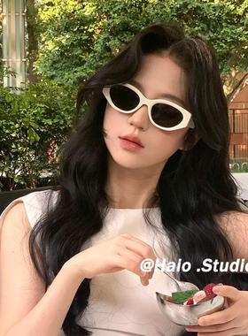 白色猫眼墨镜女高级感偏光太阳镜