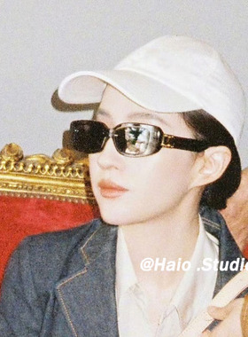 刘亦菲同款黑色小框老钱风猫眼墨