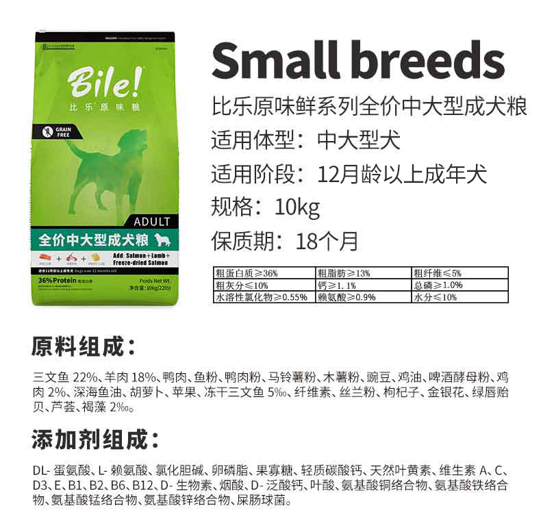 老龙推荐 比乐狗粮拉布拉多金毛中大型成犬通用低敏无谷10kg优惠券