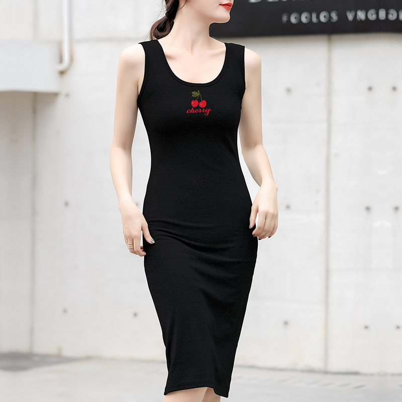 新款樱桃印花气质内搭春秋潮连衣裙 正丫连衣裙