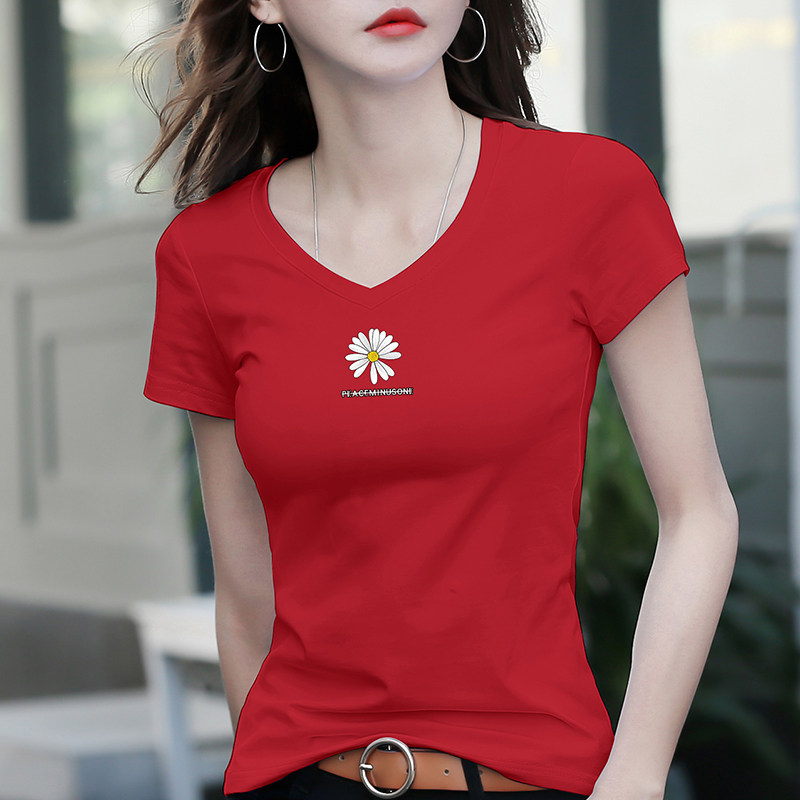 2020夏装新款白色印花修身休闲t恤 正丫T恤