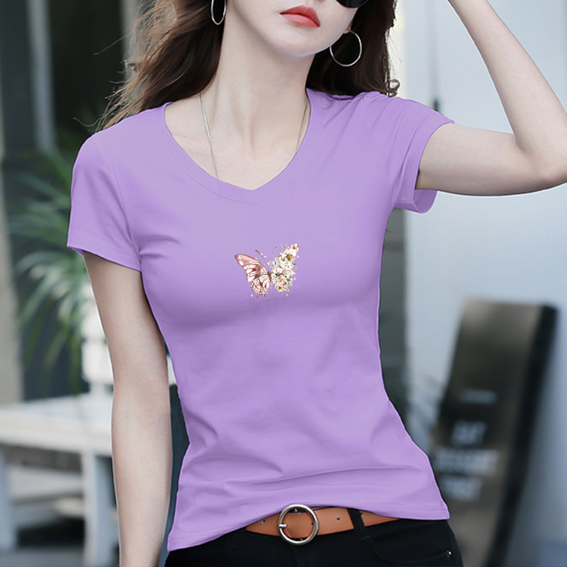 2020夏装新款白色印花修身休闲t恤 正丫T恤