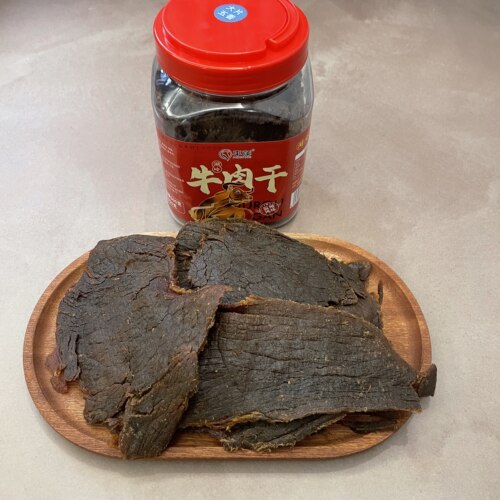 平萍湖岭牛肉干温州特产零食五香小吃手撕黑片酱卤休闲罐装牛肉片 - 图1