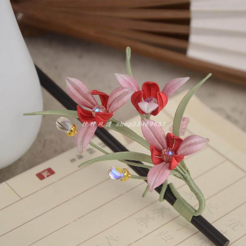 缠花材料包手工兰花发簪胸针摆件礼物有教程免劈丝绒线免剪纸模,淘宝优惠券,粉丝福利购,淘宝优惠卷