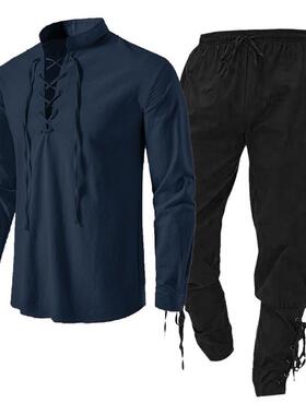 Men's long sleeved cotton and linen shirt beach two