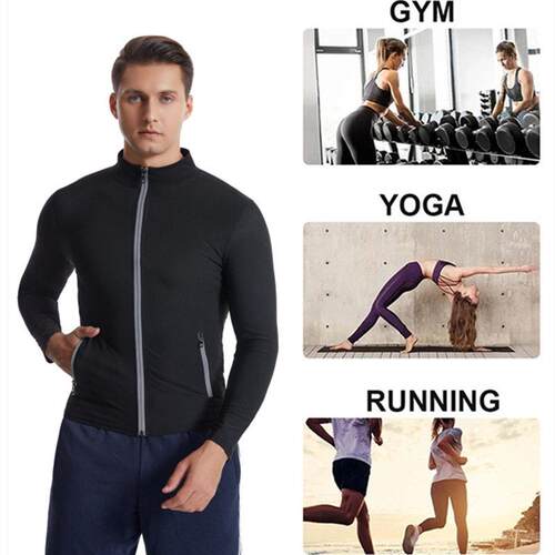 Large men's long sleeved pocket sweatshirt, yoga suit, - 图2