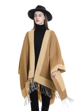 Women's double-sided tassel herringbone pattern shawl,