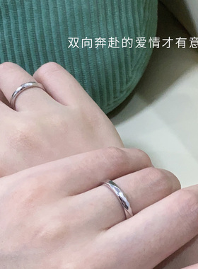 情侣戒指纯银小众设计情侣