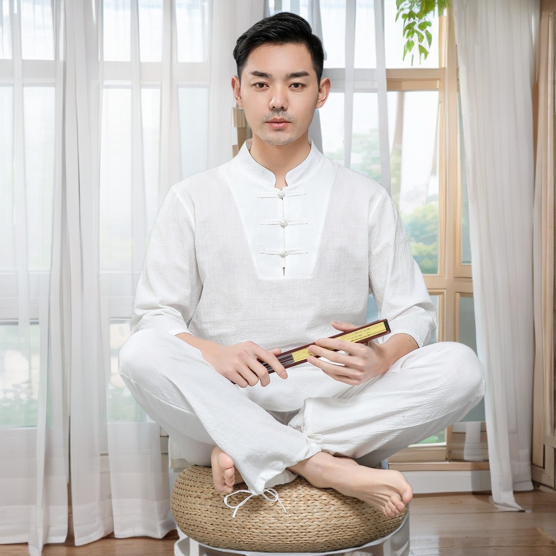 棉麻瑜伽服禅修服男居士服太极服茶服练功打坐中国风男女同款唐装,淘宝优惠券,粉丝福利购,淘宝优惠卷