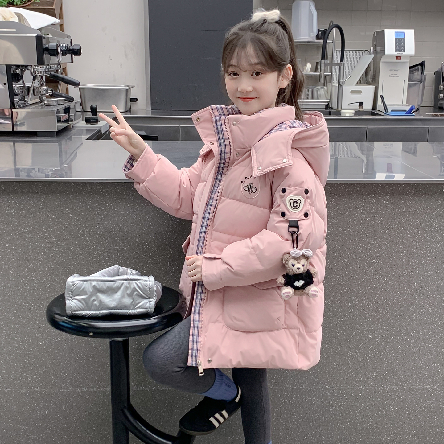 女童羽绒服冬季2025新款儿童洋气中长款90白鸭绒加厚女孩冬装外套 - 图3