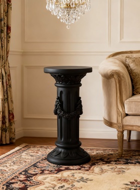 欧式复古罗马柱树脂浮雕摆件