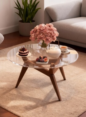 全实木中古风小户型客厅茶几