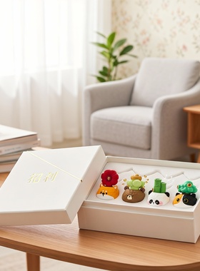 国潮熊猫树脂桌面摆件礼盒生日礼