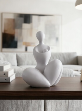 极简抽象陶瓷人物雕塑桌面摆件