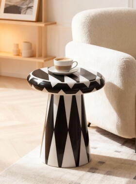 现代简约黑白几何树脂茶几摆件