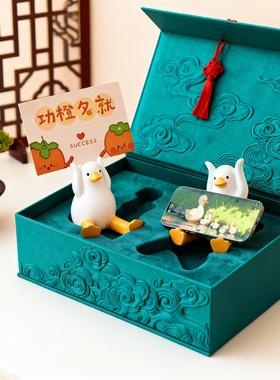 卡通鸭子树脂手机支架桌面摆件