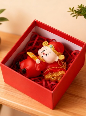 新中式财神树脂桌面摆件礼盒装