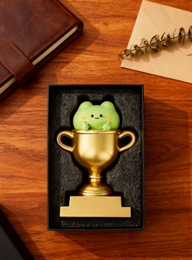 可爱卡通树脂奖杯桌面摆件礼盒
