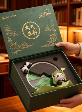 新中式熊猫树脂香薰摆件礼盒