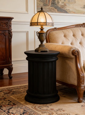 北欧法式复古罗马柱茶几中古风客厅边几摆件家居装饰品展示架别墅