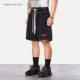 TOMATOPAPA Men's Loose Straight Quarter Pants Distressed Splicing Double Waistband Drawstring Casual Waffle Shorts