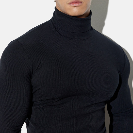 TOMATOPAPA秋冬新品长袖T恤高领修身高弹运动健身体恤青年潮上衣