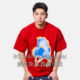 TOMATOPAPA Summer New Year of the Horse New Drop Shoulder Sleeve Short Sleeve T-shirt Loose Men and Women Couple Print Casual Sports