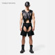 TOMATOPAPA ເສື້ອຍືດ retro ຊັກຫນັງ sleeveless waistcoat sexy splicing pu leather vest jacket top