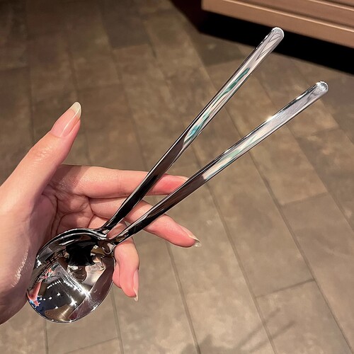 316食品级不锈钢勺家用韩式长款喝汤勺网红ins高颜值圆头吃饭汤匙 - 图1